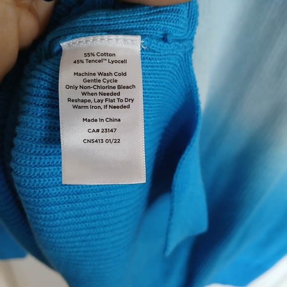 Talbots Women’s Large  Blue Ombre Cardigan Classic Rib Knit Button Front - Picture 4 of 7